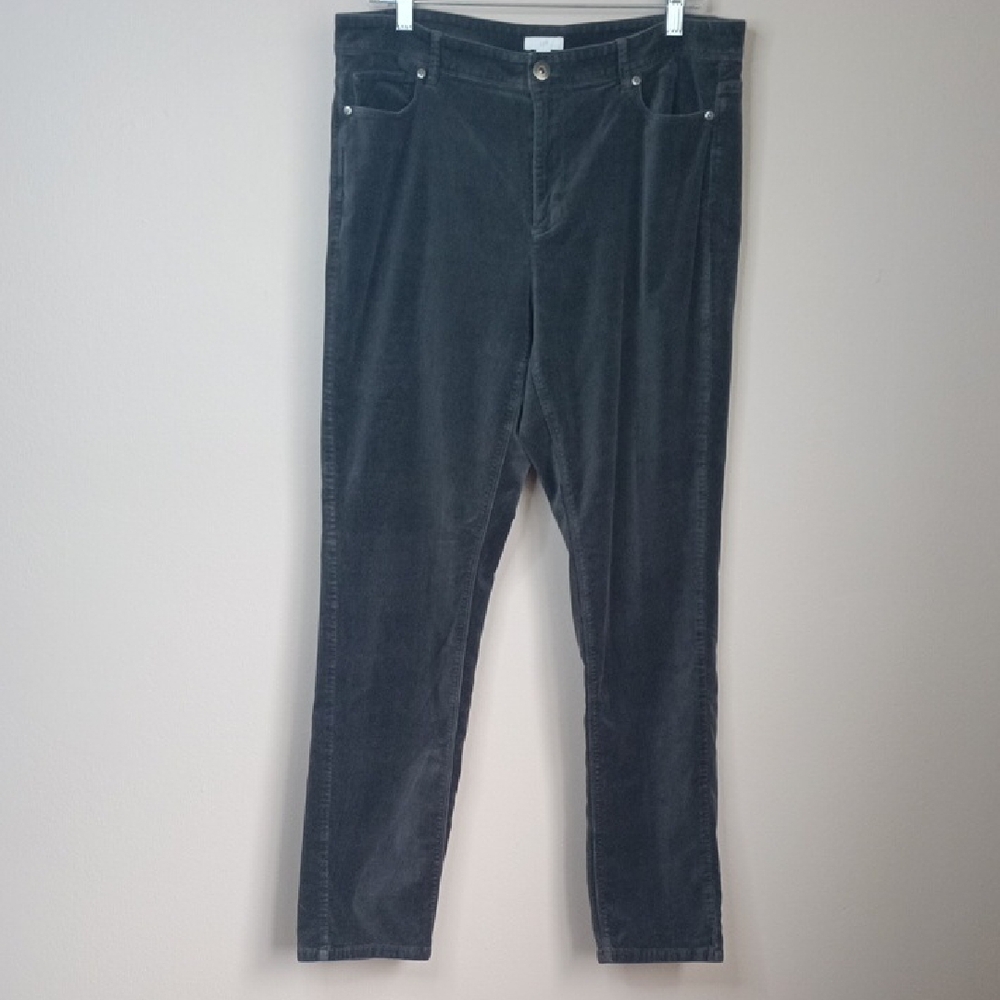 J. Jill Cotton Gray Velvet Slim Jeans Pants Size 14 Tall